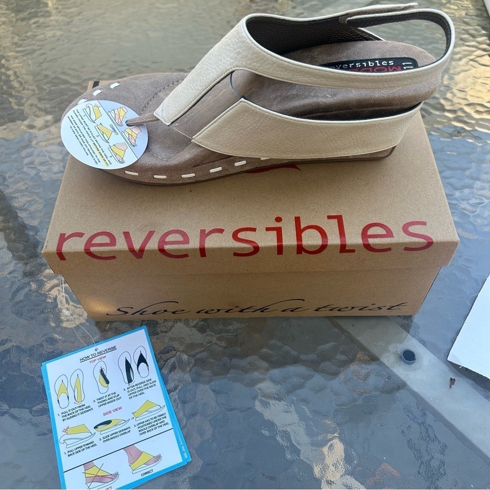 NEW Modzori Venitia 2 Reversible Wedge Sandal, Off White/Pewter Size 11 NIB - Picture 6 of 11